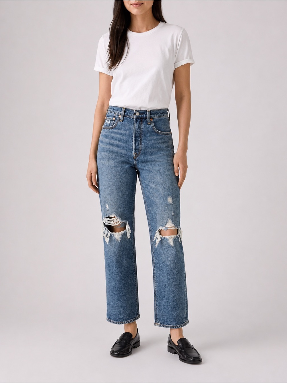Levi's Ribcage Straight Ankle Jeans - Blue Denim